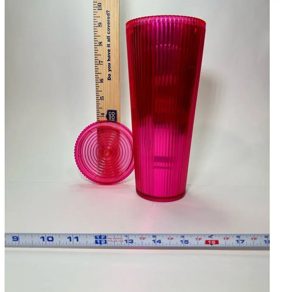 Starbucks Insulated Traveler Tumbler Hot Pink Screw On Lid 24 oz, No Straw